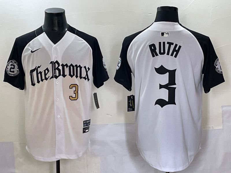 Men 2025 New York Yankees #3 Ruth White black Five generations Joint Name Nike MLB Jersey style 52->new york yankees->MLB Jersey